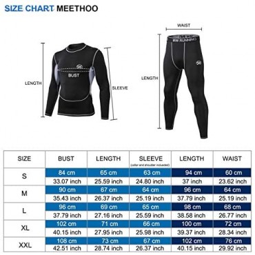 MeetHoo Men’s Thermal Underwear Set Compression Base Layer Sports Long Johns Fleece Lined Winter Gear Running Skiing