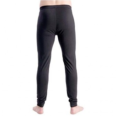 Mens 100% Pure Soft Merino Thermal Base Layer Wool Set Top Pants Black Charcoal