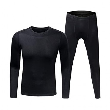 Mersteyo Mens Thermal Underwear Set Ultra-Soft Long John Top&Bottom Suit Quick Dry for Ski Warm Winter Black XX-Large