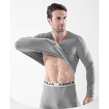 Thermal Underwear for Men Thin Fleece Lined Thermals Men's Base Layer Long John Set Winter Warm Top & Bottom
