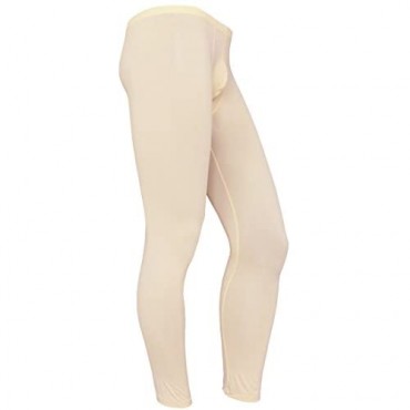vastwit Men's Ice Silky Bulge Pouch Transparent Themal Underwear Low Rise Long Legging Pants