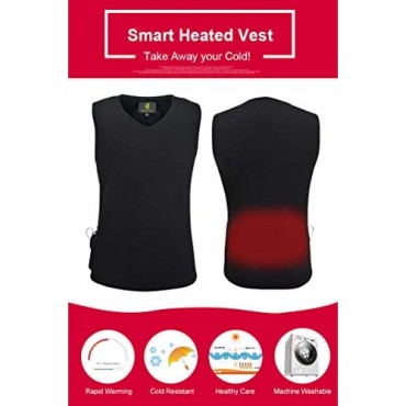 VJ Heated Vest Winter Base Layer Top Adjustable Temperature and Time with USB Battery（Unisex Style）