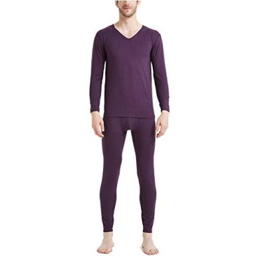 Warmfort Men's Soft Wintergear Cotton Thermal Underwear Mens Classic Midweight Long Johns Set with Fleece Lined
