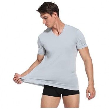 COLORFULLEAF Men's Bamboo Undershirts Regular Fit T-Shirts Short Sleeve Crew Neck Tees 3-Pack Multipack