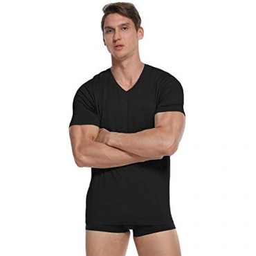 COLORFULLEAF Men's Bamboo Undershirts Regular Fit T-Shirts Short Sleeve Crew Neck Tees 3-Pack Multipack