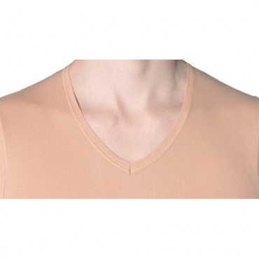 Covert Men’s Invisible Sweat-Proof V-Neck Undershirt Nude Flesh Color Slim Fitting Lightweight Cotton Oeko-Tex Certified