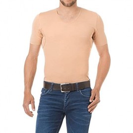 Covert Men’s Invisible Sweat-Proof V-Neck Undershirt Nude Flesh Color Slim Fitting Lightweight Cotton Oeko-Tex Certified