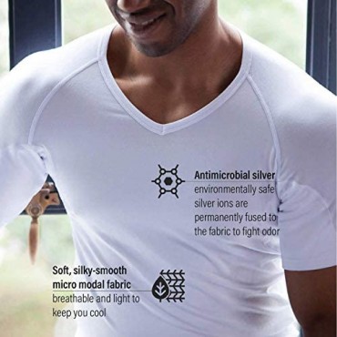 Ejis Sweat Defense Undershirt | V Neck | Underarm & Back Sweat Proof Micro Modal