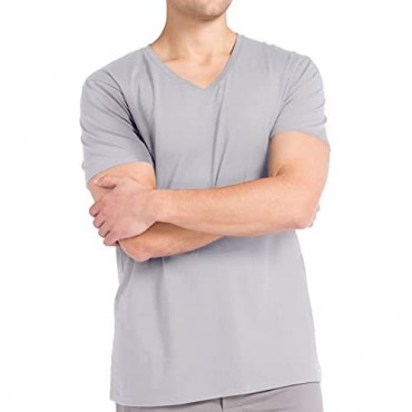 Fishers Finery Men's Soft Stretch Cotton V Neck T-Shirt (Sky XXL) Grey