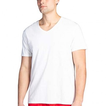 Fishers Finery Men's V Neck Modal Cotton Undershirt| Extra Length (White L 2pk)