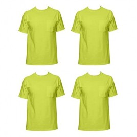 Fruit of the Loom Men's 4-Pack of Pocket T-Shirts Safety Green L (Pack of 4)