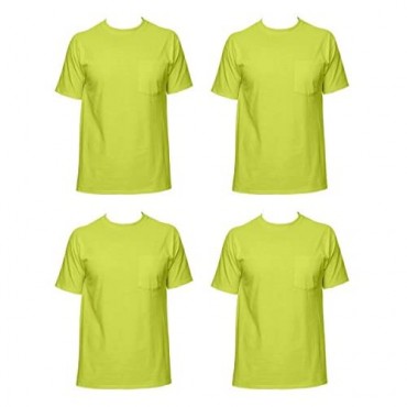 Fruit of the Loom Men's 4-Pack of Pocket T-Shirts Safety Green L (Pack of 4)