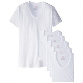 Hanes Men's 6-Pack FreshIQ V-Neck T-Shirt  White  X-Large
