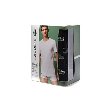 Lacoste Men's Essentials 3 Pack 100% Cotton Slim Fit Crew Neck T-Shirts