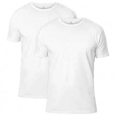LAPASA Mens 2-Pack Short Sleeve T Shirts Tag-Free Crew Neck Cotton Stretch Undershirts M05