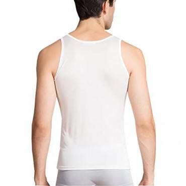 METWAY Men's Silk Tank Tops Super Absorbent and Breathable Pure Silk Undershirt