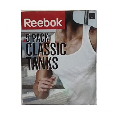 Reebok Men's 5 Pack Cotton Classic Ribbed Tank White Medium