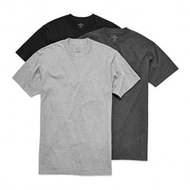 Stafford 3-Pack Men's Heavy Weight 100% Cotton Crew-Neck T-Shirt Black/Grey