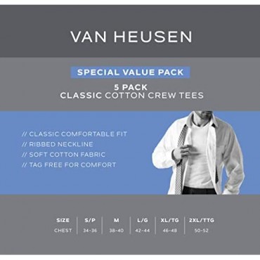 Van Heusen Men's 5 Pack Crew Neck Undershirt T-Shirt