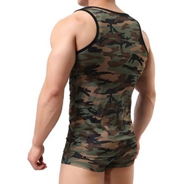 YUFEIDA Men's Camouflage Undershirt Vest Tank Top Gym Sleeveless Shirts Jersey