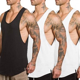 ZUEVI Men's Muscular Cut Open Sides Tank Tops Bodybuilding T-Shirts