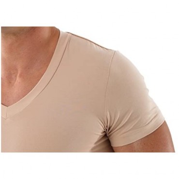ALBERT KREUZ Compression Shape v-Undershirt Short Sleeves Stretch Cotton Beige