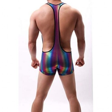Clothestec Rainbow Men's One Piece Nylon Casual Skinny Lingerie Sling Costume