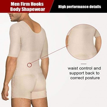 FeelinGirl Mens Tummy Control Bodysuit Workout Compression Abs Abdomen Shapewear Slimming Body