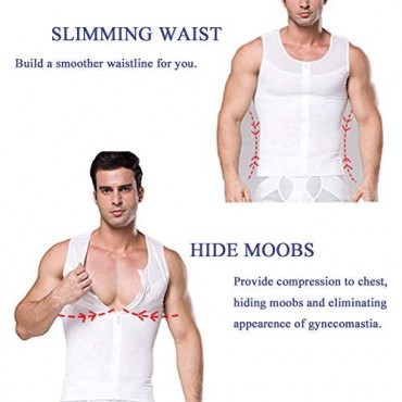 FEOYA Slimming Body Shaper Tank Tops Zipper Tummy Compression Vest Undershirt for Men