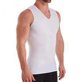 Insta Slim Mens Compression Sleeveless V Neck Muscle Shirt- Slimming Body Shaper Undershirt