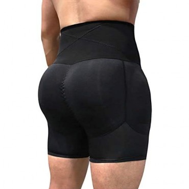 Men Butt Lifter Shapewear Padded Briefs Boxers Underwear Hip Enhancer Girdle Body Shaper Tummy Control 4 Detachable Pads
