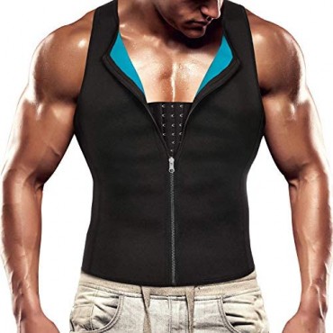 Men Shapewear Compression Shirt Neoprene Sauna Suit Waist Trainer Vest Tank Top Body Shaper Tummy Control Girdle Zipper