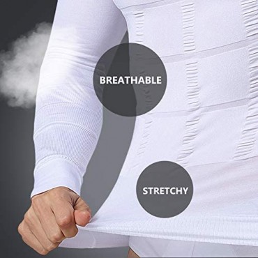 NonEcho Men's Body Shaper Slimming Shirt Compression Baselayer Long Sleeve T-Shirts Tank Top Shapewear