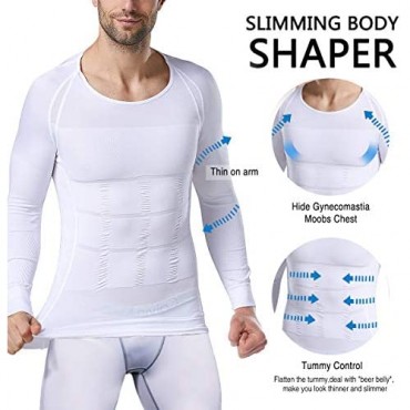 NonEcho Men's Body Shaper Slimming Shirt Compression Baselayer Long Sleeve T-Shirts Tank Top Shapewear