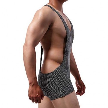 SPNSSTCR Men Athletic Supporters Bodysuit Wrestling Singlet Leotard Elastic Breathable Workout Undershirts