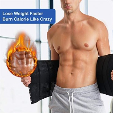 TAILONG Latex Waist Trainer Belt for Men Body Weight Loss Hot Sweat Fat Burning Shaper Workout Trimmer Band