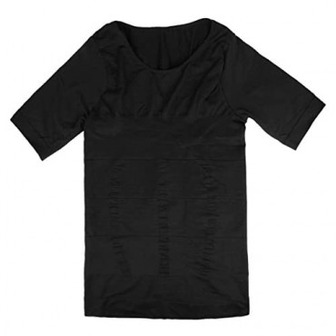 Zerobodys Men's Short Sleeve Shirt Classic Firming Panels Compression SS-M12 (XL Black)