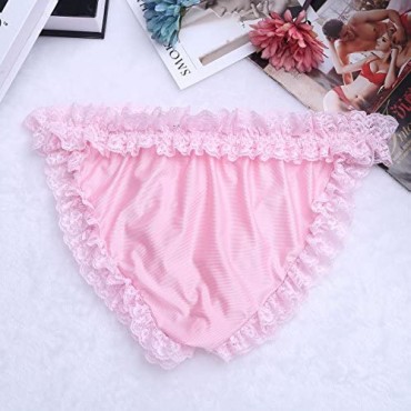 ACSUSS Men's Sissy Bowknot Ruffled Lace Panties Maid Underwear Crossdress Briefs