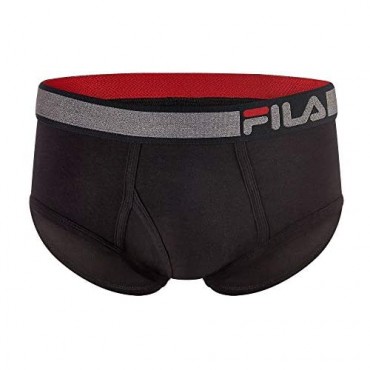 Fila Men's Regular Rise Brief Fly Front with Pouch 4-Pack of Tagless Underwear