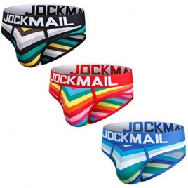 JOCKMAIL 3PCS/Pack Men Briefs Underwear Cotton Mens Rainbow Stripe Underwear Briefs Comfortable Underpants