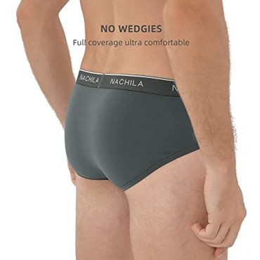 NACHILA Men’s Briefs Bamboo Rayon Breathable Underwear Soft Pouch 4 Pack