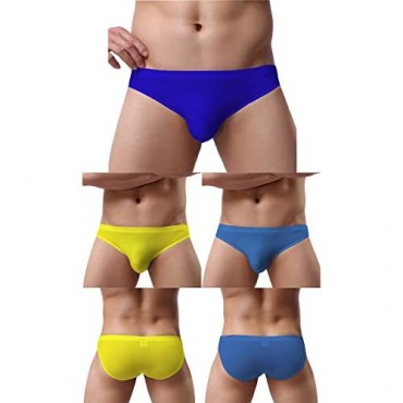 NEIKU Men's Sexy Ice Silk Bikini Underwear Low Rise Seamless Breathable Briefs