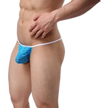 QiaTi Sexy Underwear Men's Briefs Thongs Transparent Stripes Underpants 6Pack