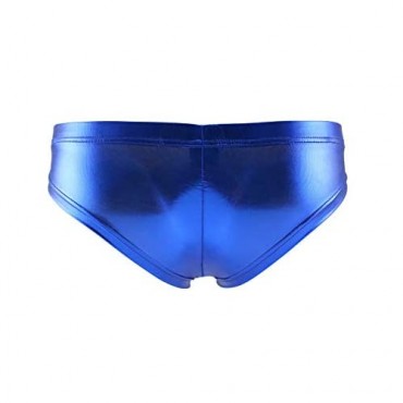 Swbreety Men's Bikini Briefs Metallic Bulge Pouch Underwear Low Waist Underpants