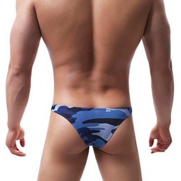 YOOBNG Men Mini Bikini Briefs Breathable Camo Pattern Slim Lightweight Mesh Thin Underwear Exercise Workout