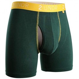 2UNDR Men's Swing Shift Boxers (Dark Green/Gold XXXXX-Large)