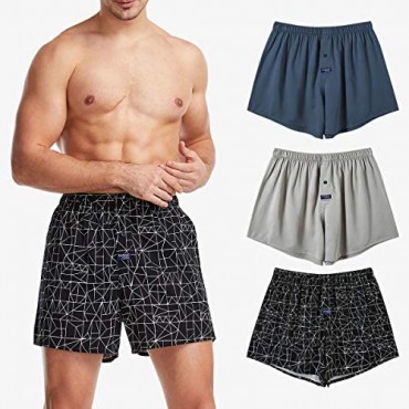 BAMBOO COOL Men's Woven Boxer Shorts 3 Pack Bamboo Boxer Underwear for Men Plaid Multicolor