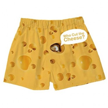 BRIEF INSANITY Men's Boxer Shorts Underwear Mouse and Cheese Print