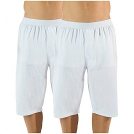Casual Nights Men's Mesh Long Boxer Shorts 2 Pack - White