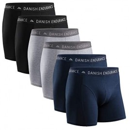 DANISH ENDURANCE Men's Trunks 6-Pack Stretchy Soft Cotton Classic Fit Underwear Boxer Shorts Superior Comfort